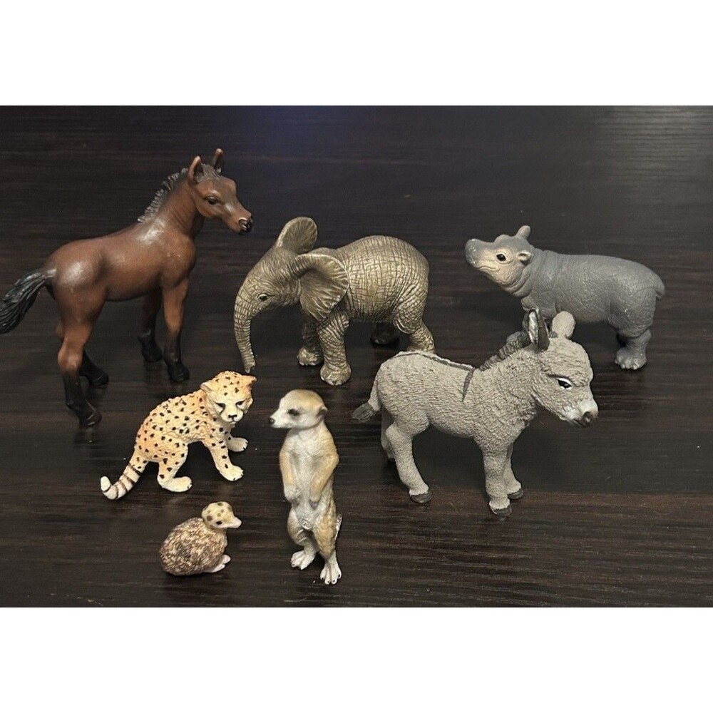 7 Schleich African/Savannah Horse Cat Hippo Wild Animal Figurines Lot Vintage